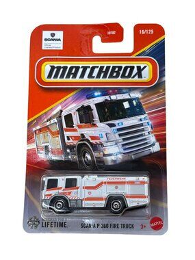 Matchbox Scania P360 Fire Truck White Orange 16/125 Diecast Emergency New